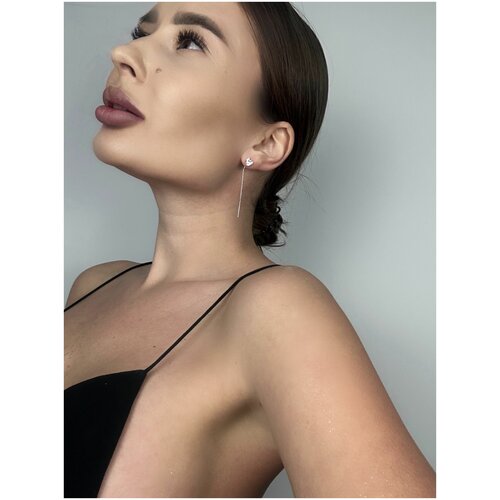 серьги протяжки сердце висючка серебро