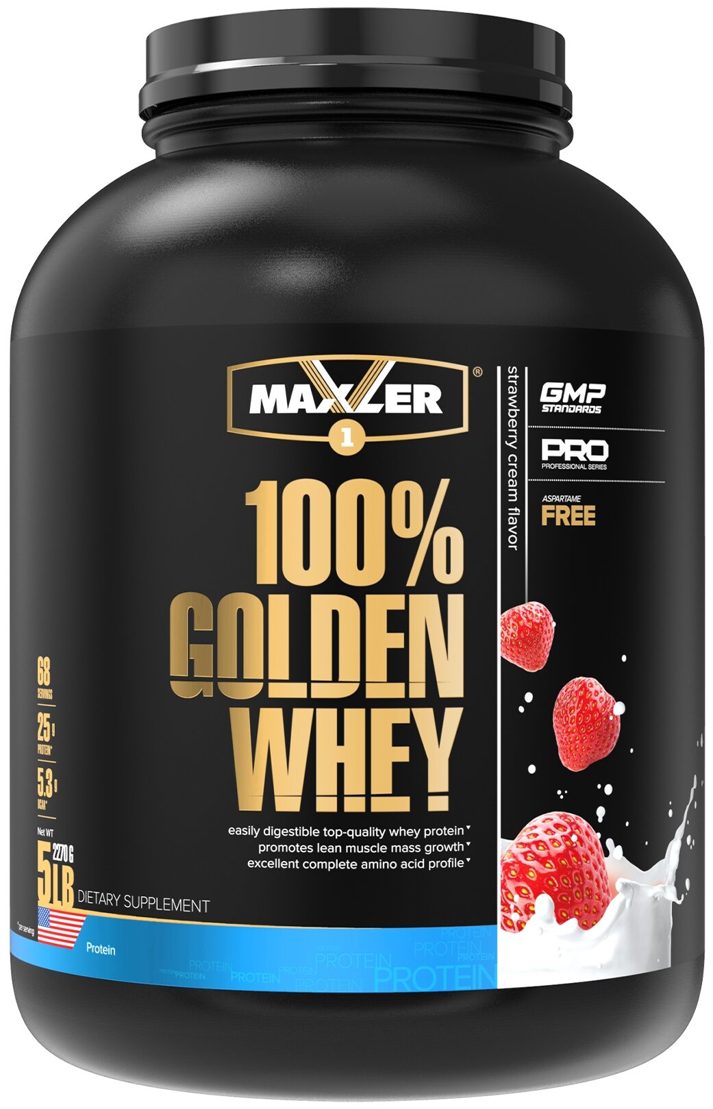 Комплексный протеин MAXLER (USA) 100% Golden Whey 2270 г, Клубничное мороженое