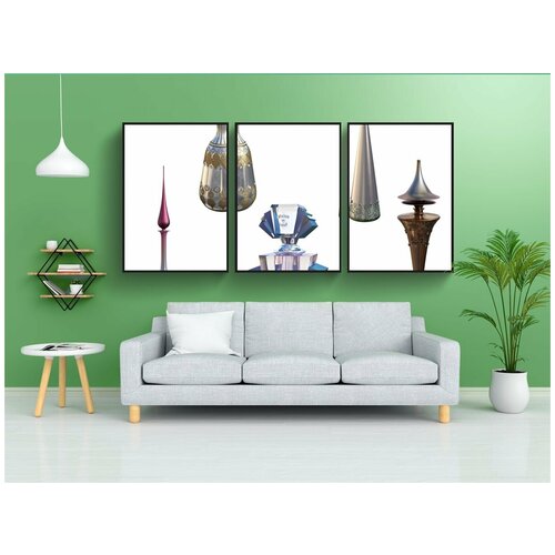 фото Набор модулных постеров для интерьера "флаконы для духов, винтаж, запах" 60x90 см. в тубусе, без рамки lotsprints