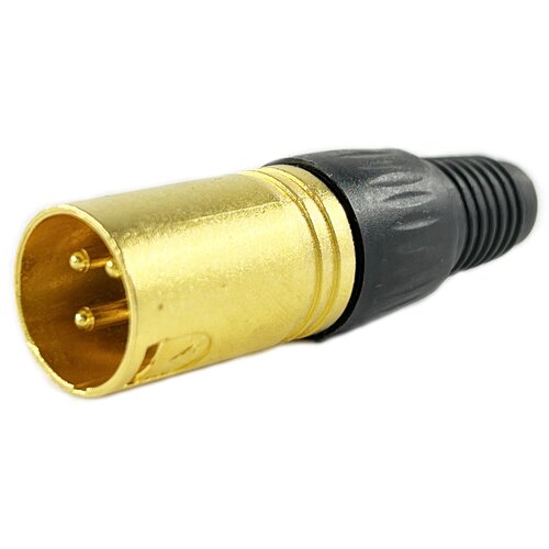 Разъем XLR 3P штекер металл позолоченный цанга на кабель, черный hi end 4 шт paliccs позолоченный 3 контактный баланс hifi аудио xlr кабель штекер гнездовой разъем