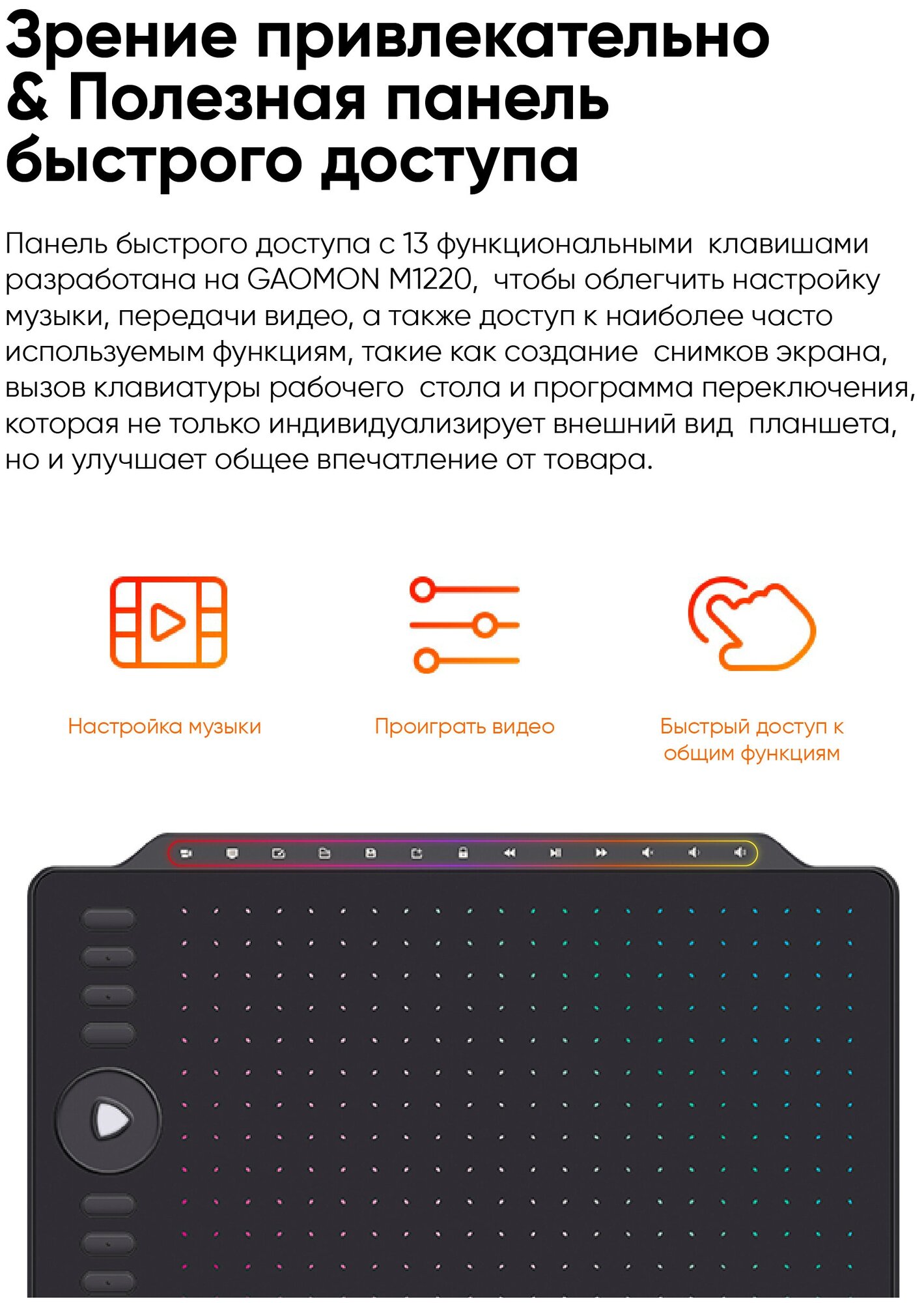 Графический планшет с инновационной панелью быстрого доступа M1220