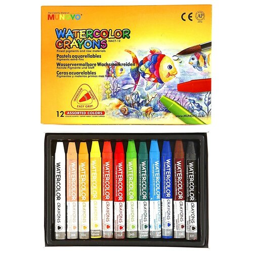 16 colors crayons brush watercolor paint set Пастель акварельная Mungyo Watercolor трехгранная, 12 цветов