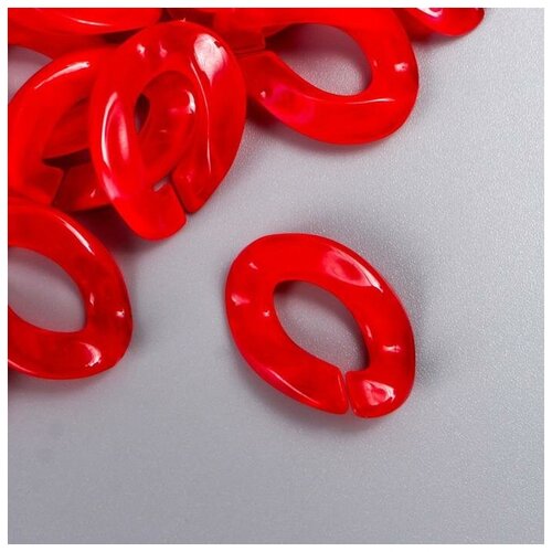 фото Декор для творчества пластик "кольцо для цепочки" мрамор красный набор 25 шт 2,3х16,5 см арт узор