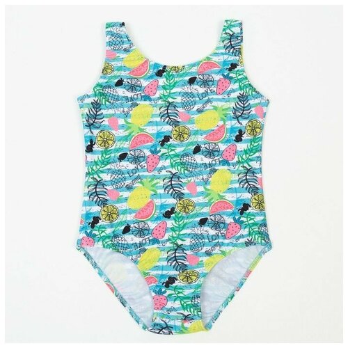 фото Котмаркот купальник слитный для девочки, цвет желтый/фрукты, рост 134 см
