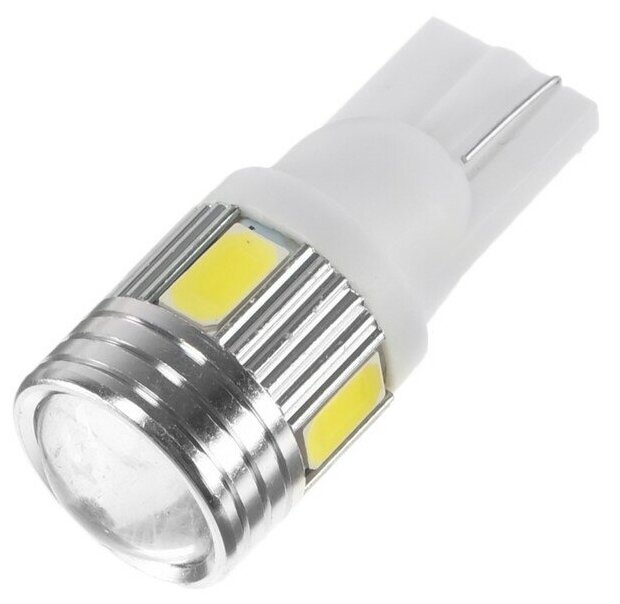 Market-Space Автолампа светодиодная T10 W5W, 6 LED, 3 Вт, линза, свечение белое