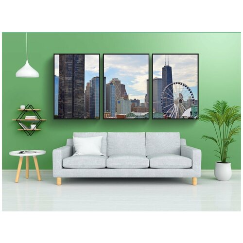 фото Набор модулных постеров для интерьера "чикаго, иллинойс, линия горизонта" 60x90 см. в тубусе, без рамки lotsprints