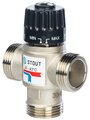 STOUT Термостатический смесительный клапан для систем отопления и ГВС 1" НР 20-43°C KV 1,6 м3/час