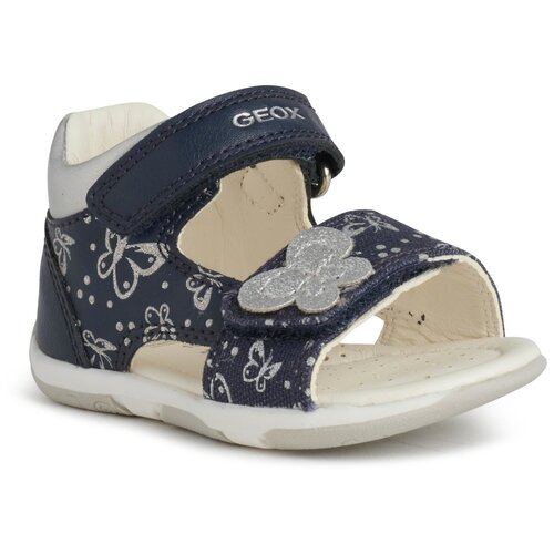 туфли летние открытые GEOX для девочек B SANDAL TAPUZ GIRL цвет синий с серебристый, размер 19