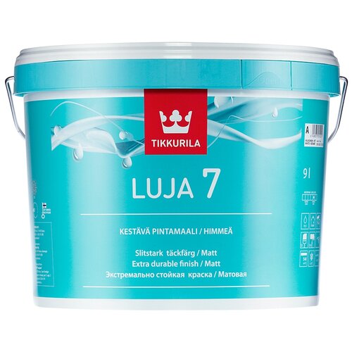 Краска акриловая Tikkurila Luja 7 матовая белый 9 л 11.98 кг краска акриловая tikkurila luja 20 влагостойкая моющаяся полуматовая белый 0 9 л 1 26 кг