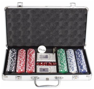 Подарки Набор для покера из 300 фишек с номиналом в кейсе