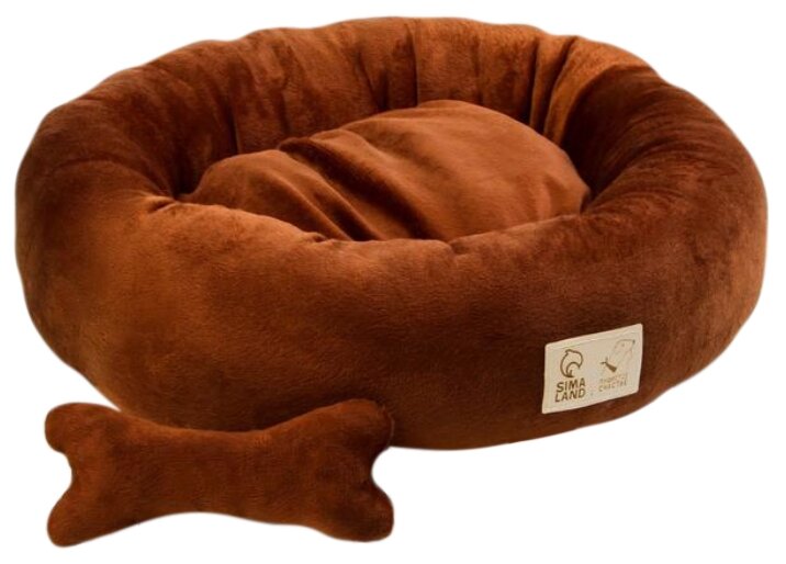 Лежак для собак и кошек Пушистое счастье 7098327 45х35х11 см 45 см 35 см круглая коричневый 11 см