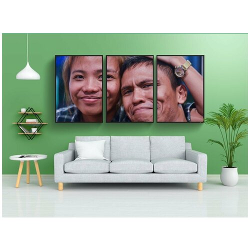 фото Набор модулных постеров для интерьера "пара, угревая сыпь, молодой" 60x90 см. в тубусе, без рамки lotsprints