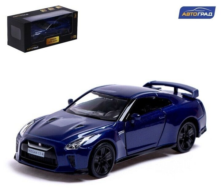 Машина металлическая NISSAN GT-R, 1:32, открываются двери, инерция, цвет синий