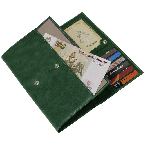 Кошелек Kniksen, фактура тиснение, зеленый кошелек портмоне женский кожаный на молнии мэри вп 1 друид синий kniksen