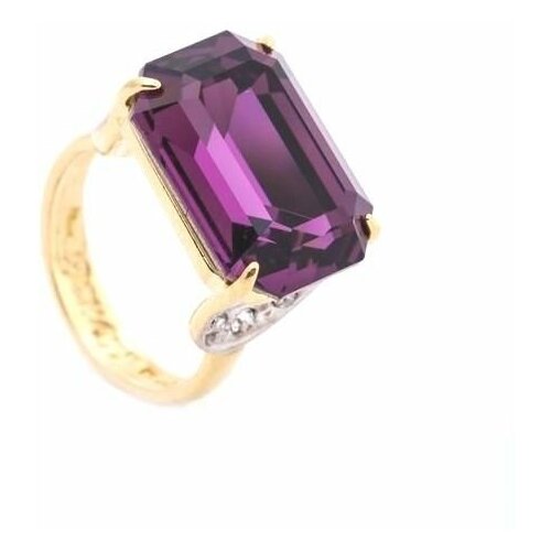 Позолоченное кольцо с фиолетовым кристаллом