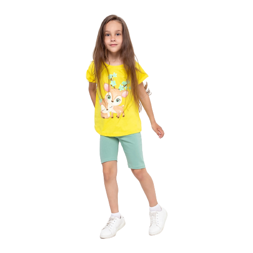 Костюм для девочки (футболка, лосины) , цвет жёлтый, рост 98 см