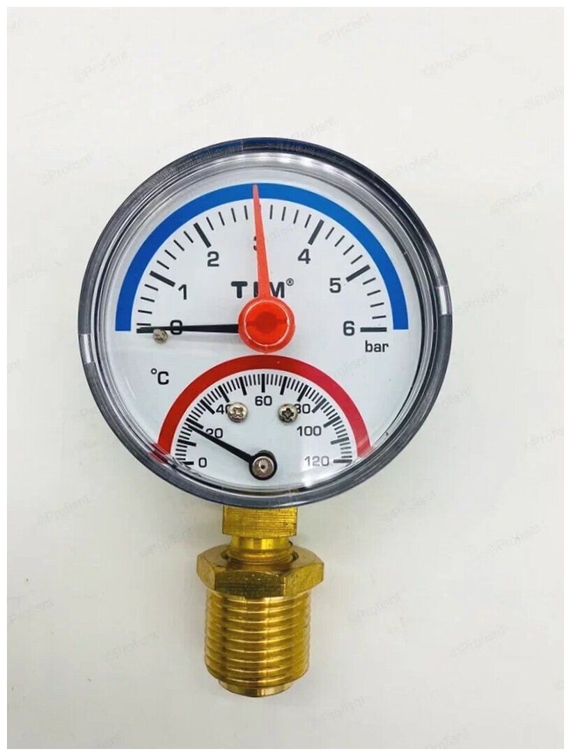 Термоманометр радиальный 6 бар, D 63мм TIM арт. Y-63-6