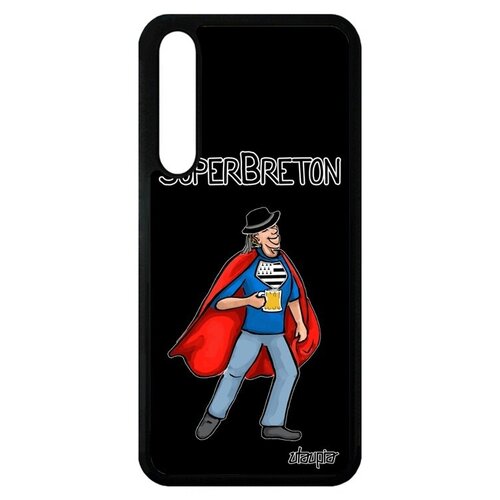 фото Яркий чехол на мобильный // huawei p20 pro // "супербретонец" комичный бретань, utaupia, черный