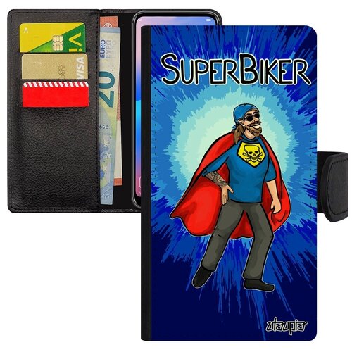 фото Защитный чехол книжка на смартфон // iphone xs // "супербайкер" мотард мотобайкер, utaupia, синий