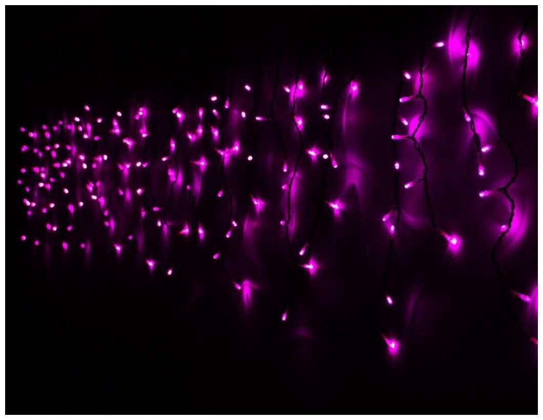 Светодиодная бахрома Quality Light 3.1*0.5 м, розовая с холодным белым мерцанием, 150 LED ламп, прозрачный ПВХ, соединяемая, IP44, BEAUTY LED PIL150BLW-10-2P