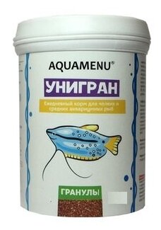 Корм аква меню AQUAMENU Унигран для мелких и средних аквариумных рыб 600 мл. (230г) - фотография № 3