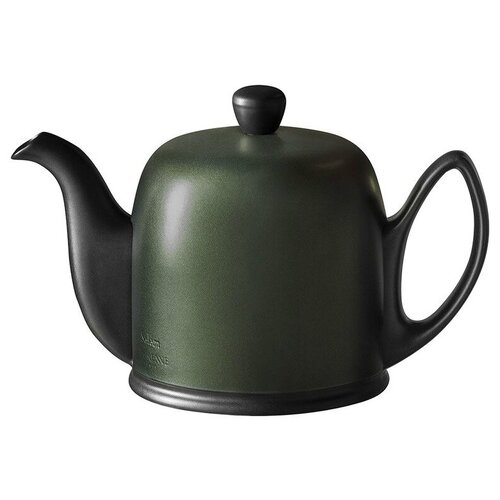 Фарфоровый черный заварочный чайник на 4 чашки с оливковой крышкой. Salam Mat Black 240125 , 700 мл, Degrenne