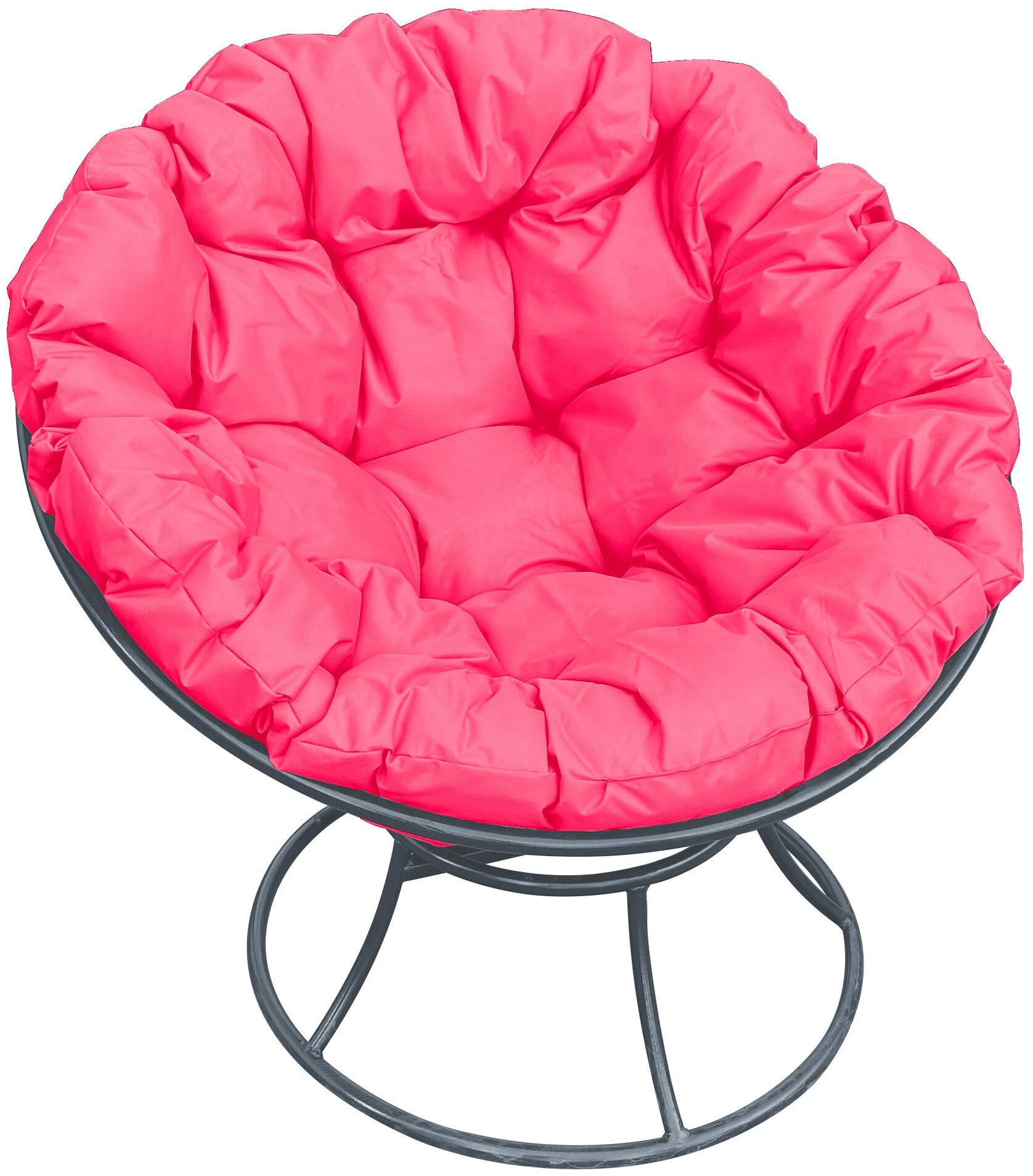 Кресло m-group папасан серое, розовая подушка - фотография № 1