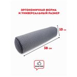 Автомобильная подушка валик BIO-TEXTILES INNOFLEX 38*10 серый с лузгой гречихи и антивибрационными гранулами ортопедическая под поясницу универсальная - изображение