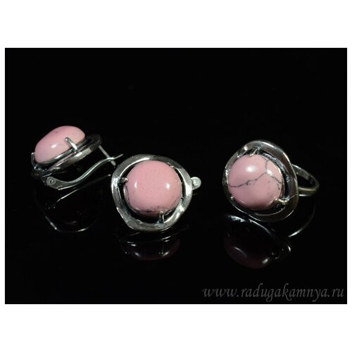 Комплект бижутерии: кольцо, серьги, кахолонг, размер кольца 19, белый кольцо размер 19 розовый