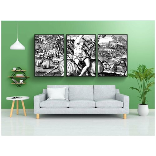 фото Набор модулных постеров для интерьера "броненосец, женщина, аллегория америки" 60x90 см. в тубусе, без рамки lotsprints