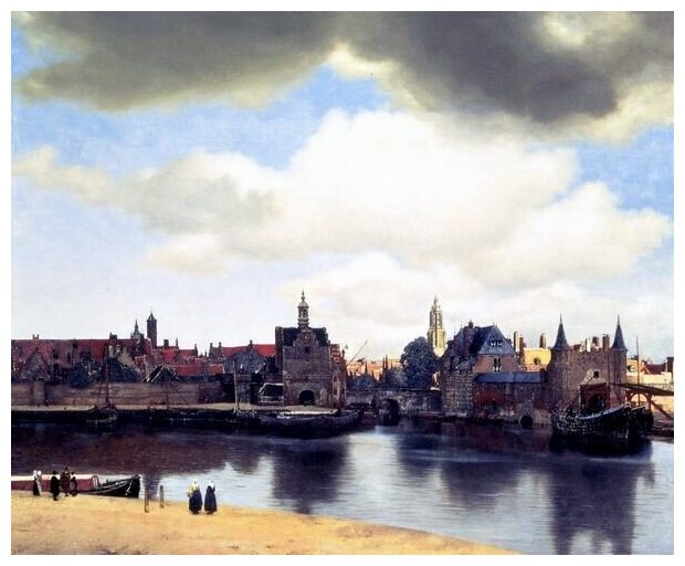 Репродукция на холсте Вид Делфта (View of Delft) Вермеер Ян 37см. x 30см.