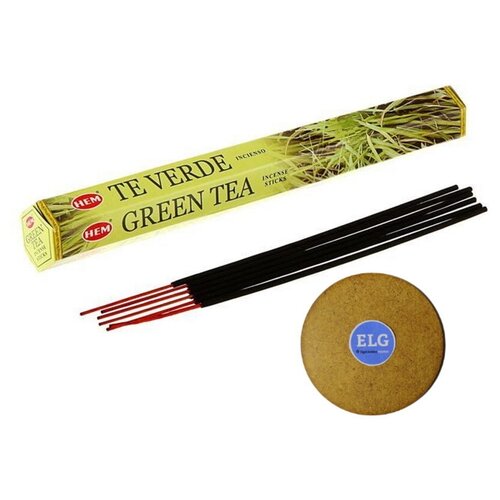 Благовония HEM Зеленый чай (Green Tea) + подставка ELG