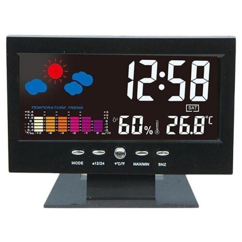 Часы электронные метеостанция домашняя 5в1 COLOR SCREEN CALENDAR 8082T термометр гигрометр часы будильник календарь 98000₽