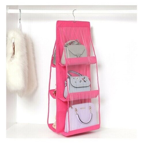 Органайзер для сумок Органайзер подвесной двусторонний для хранения сумок цвет розовый Органайзер для одежды и обуви 300₽