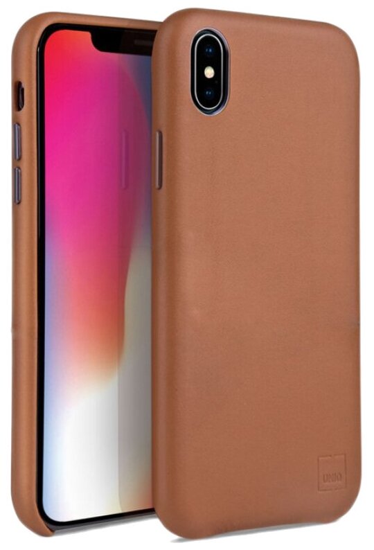 Кожаный чехол для iPhone XS Max Uniq Duffle Vale Genuine leather Camel