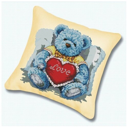 фото Набор подушка. медвежонок с сердцем вышивка крестом 45х45 белоснежка р-920