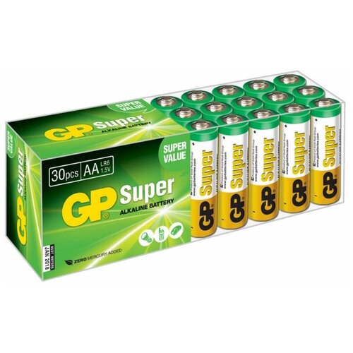 Батарея GP Super Alkaline 15A LR6 AA (30шт) батарея gp super alkaline 27a mn27 1шт