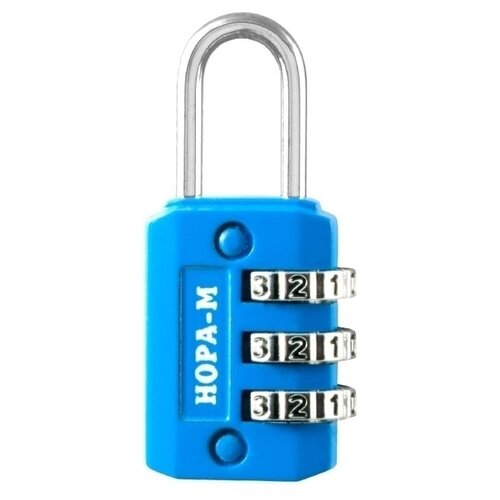 фото Замок навесной кодовый нора-м 604 для чемодана - голубой - 24 мм