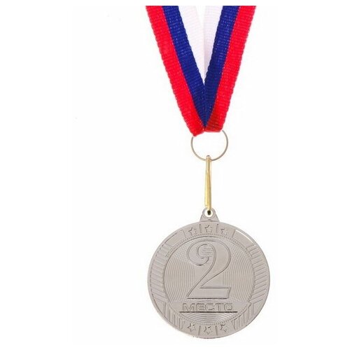 Медаль призовая 183 диам 5 см 2 место. Цвет сер. С лентой