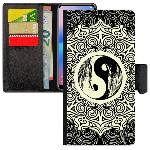 фото Противоударный чехол-книжка на смартфон // galaxy s7 edge // "инь и ян" экилибр буддизм, utaupia, серый