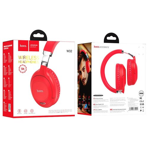 Наушники W32 Wireless Headset HOCO красные 136800₽