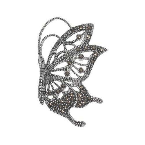 Серебряная брошь 'Ажурная бабочка' с марказитами