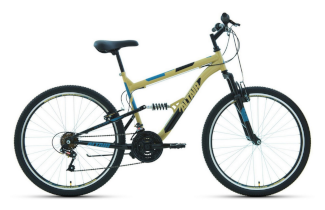 Велосипед ALTAIR MTB FS 26 1.0 (26" 18 ск. рост. 16") 2022, бежевый/черный, RBK22AL26056