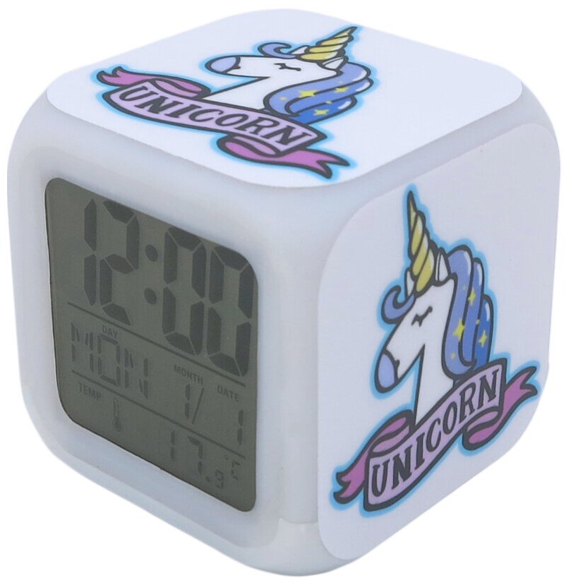 Часы-будильник Единорог №17 (с подсветкой)