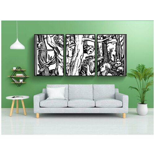 фото Набор модулных постеров для интерьера "эдемский сад, адам, канун" 60x90 см. в тубусе, без рамки lotsprints