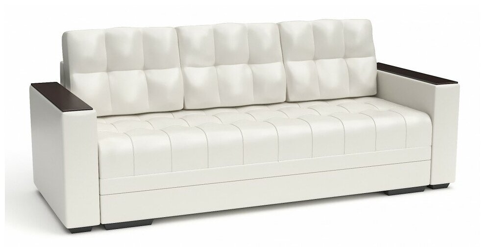 фото Диван прямой Атланта (Атлантик) еврокнижка белая экокожа. Спальное место: 190/140