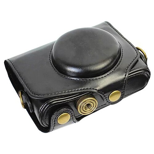 фото Защитный чехол-футляр mypads tc-1610 для фотоаппарата canon powershot g5 x противоударный усиленный легкий из качественной кожи темно-коричневый черный