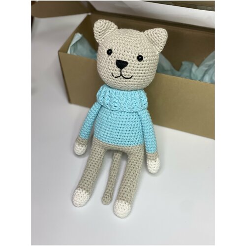 фото Knit studio мягкая игрушка амигуруми кот котик игрушки ручной работы подарок девочке и мальчику 25см