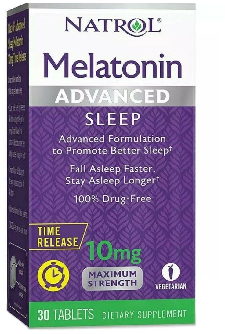 Таблетки Natrol Melatonin Advanced Sleep Time Release 10 mg, 10 мг, 30 шт.