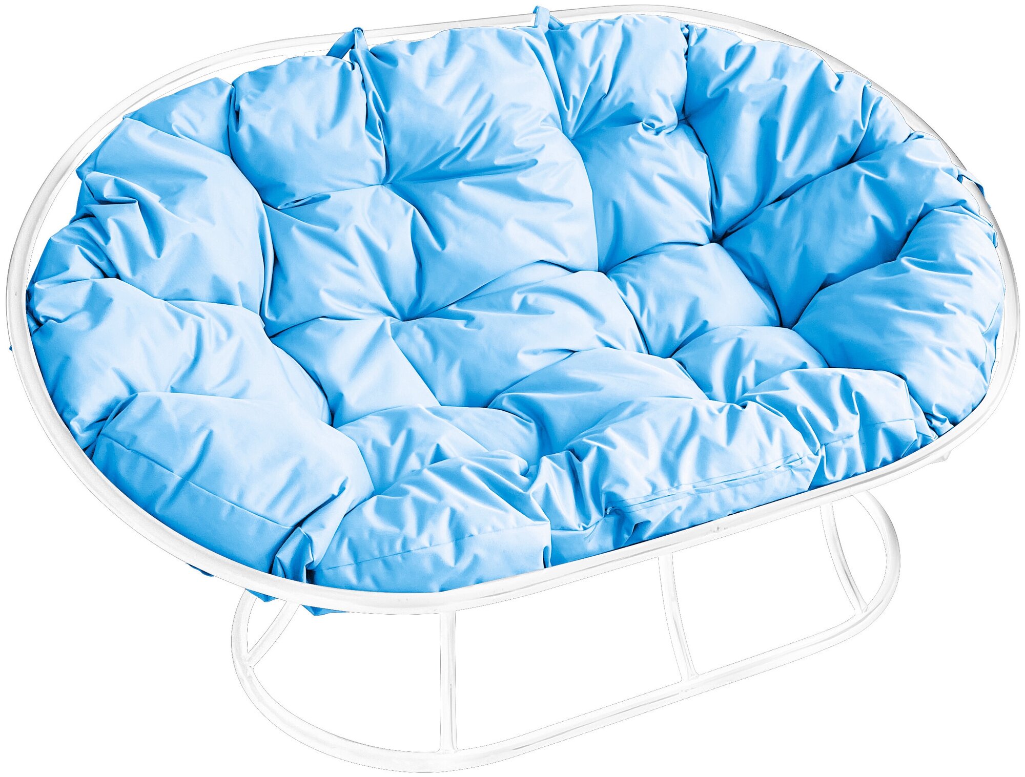 Диван мамасан белый, голубая подушка